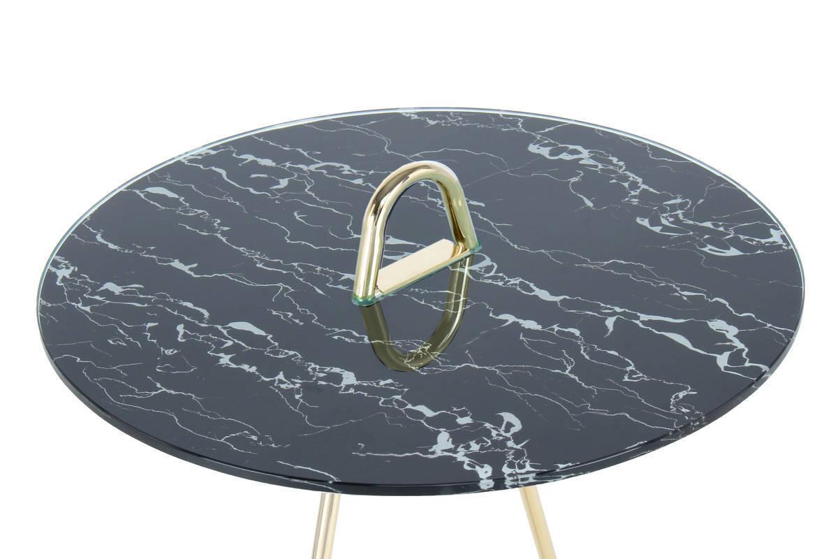 Beistelltisch Pendulum, Schwarz/Goldfarben - Goldfarben/Schwarz, Basics, Glas/Metall (46/60cm) - Kayoom