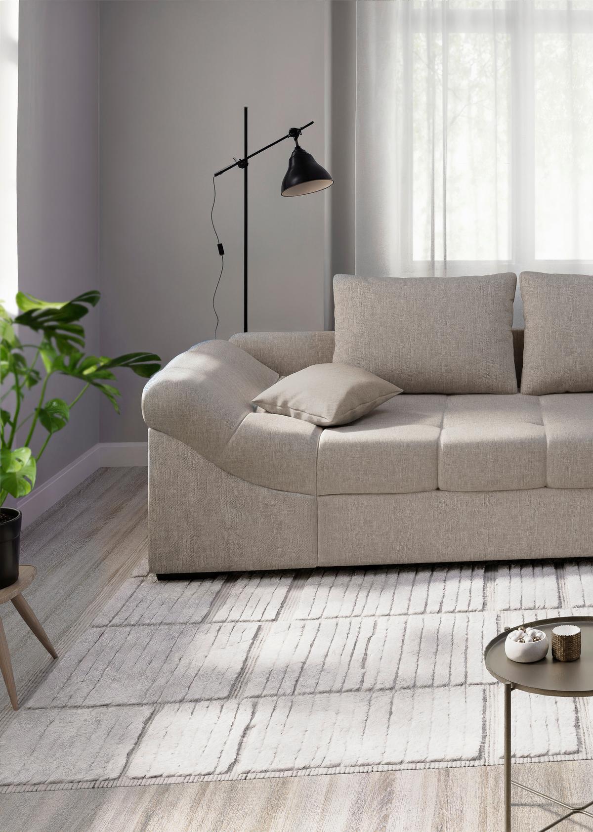 Eckschlafsofa Alvito Taupe S: 298x202 Cm - Taupe/Schwarz, MODERN, Textil (298/202cm) - MID.YOU