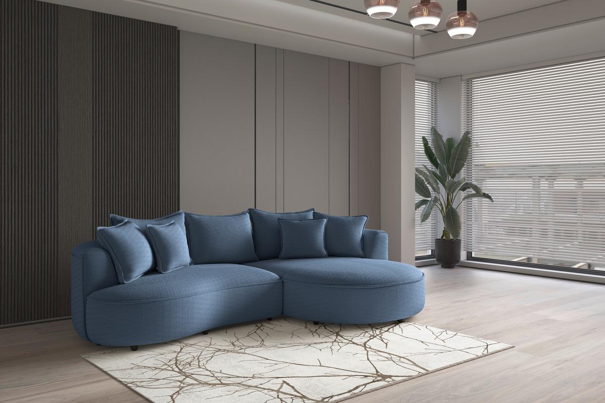 Ecksofa Levi - Schwarz/Dunkelblau, MODERN, Textil (287/168cm)