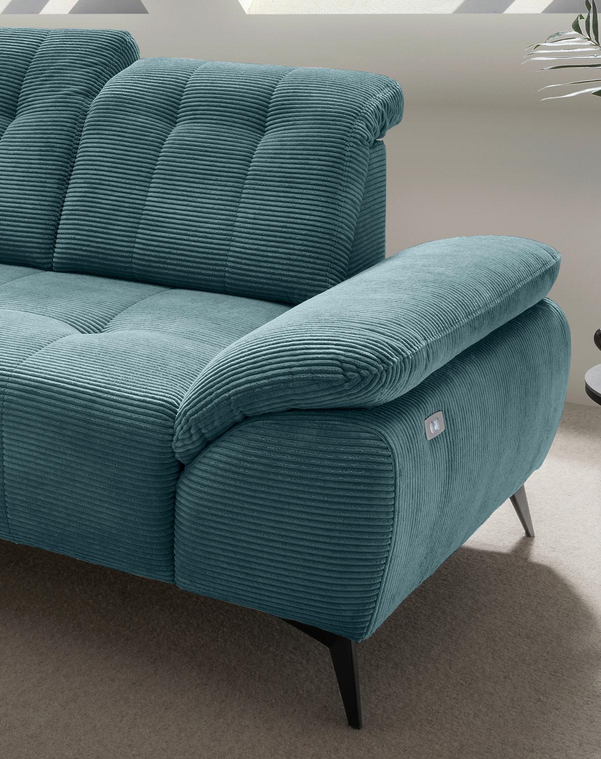 Ecksofa Fiore, Petrol S: 200x272 cm - Petrol/Schwarz, MODERN, Textil (200/272cm) - Livetastic