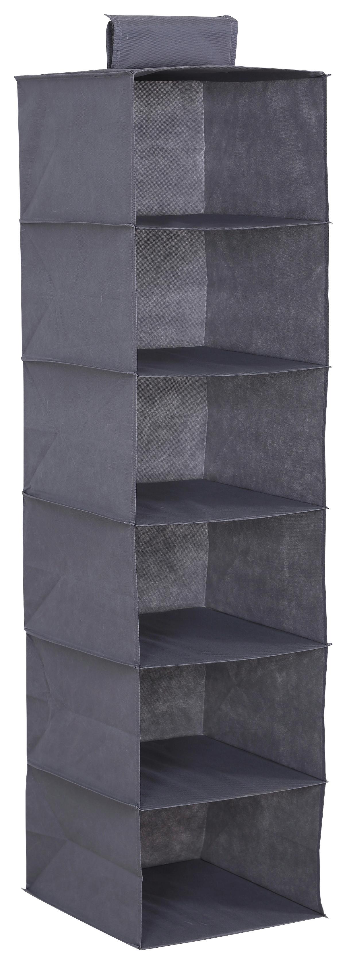 Závěsný organizér TANYA - šedá, Konvenční, karton/textil (33/125/35cm) - Mömax