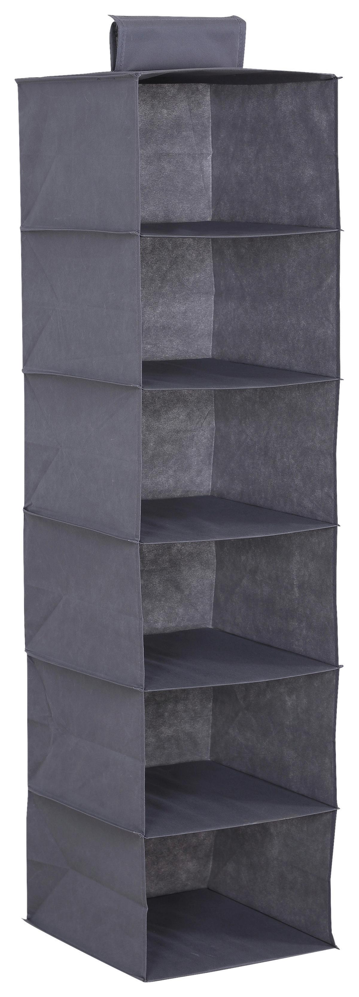 Závěsný organizér TANYA - šedá, Konvenční, karton/textil (33/125/35cm) - Mömax