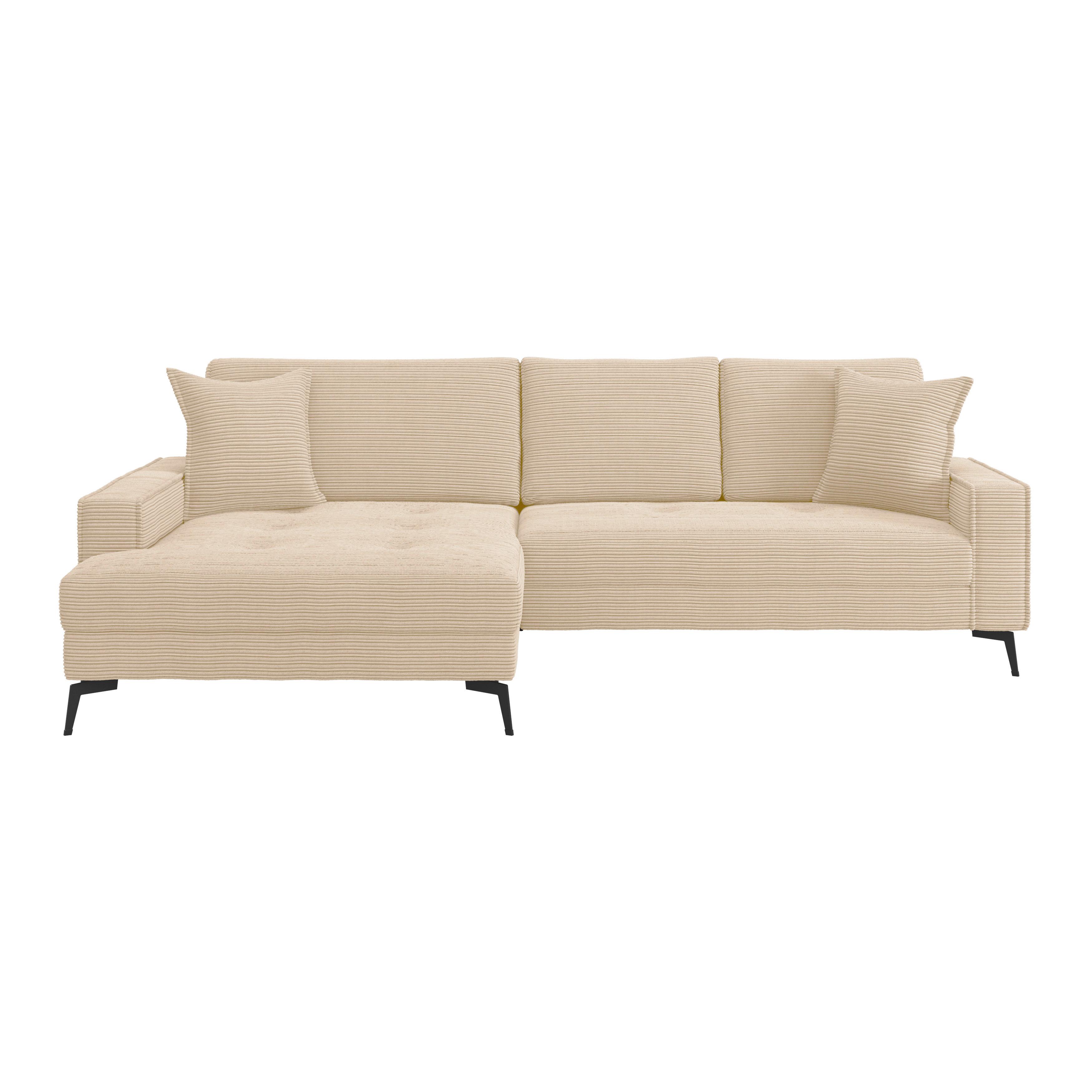 Ecksofa Zero Creme 173x286 cm - Creme/Schwarz, Trend, Textil (173/286cm)