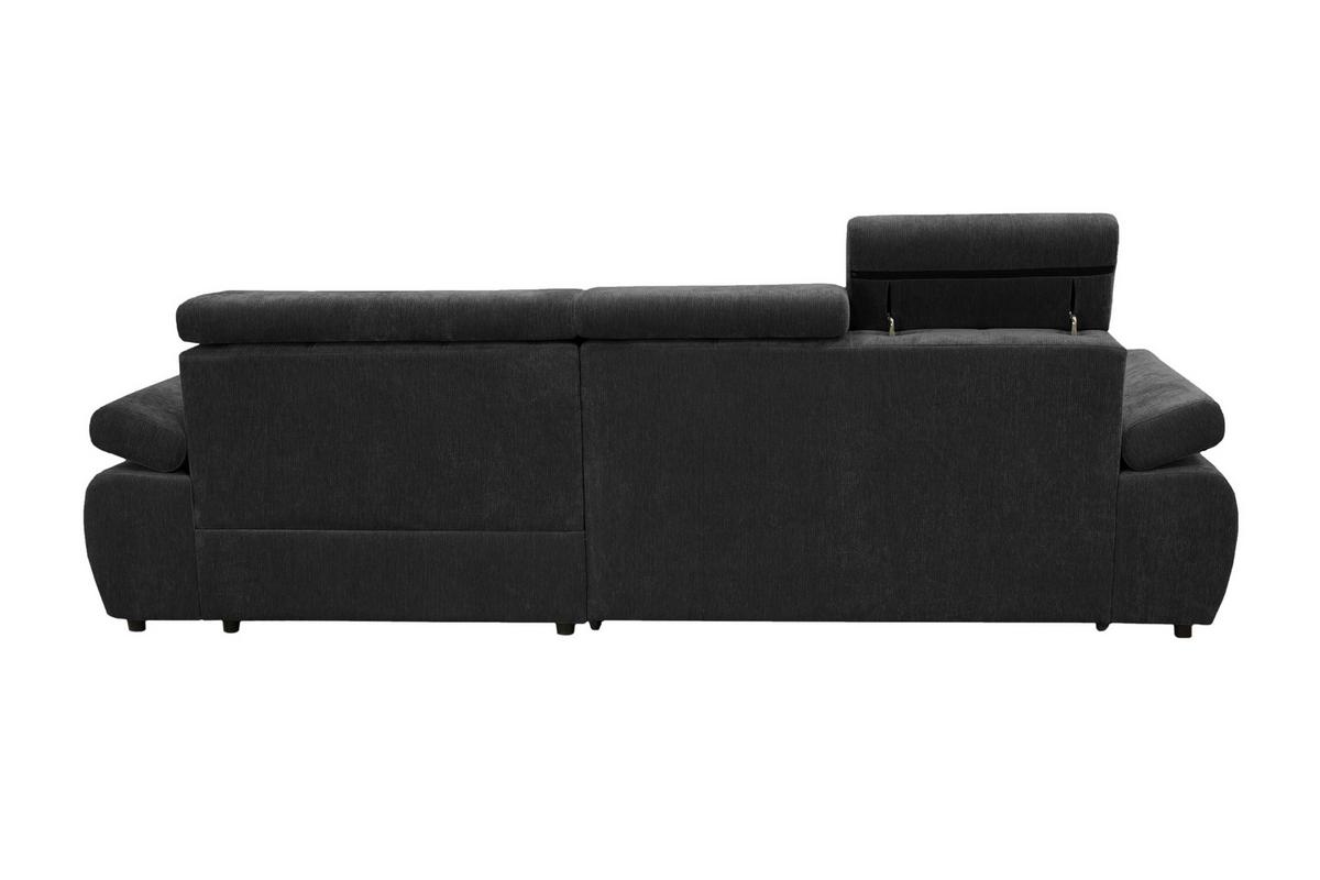Rohová sedačka VEGAS, pravá, černá žinylka - černá, Design, dřevo/textil (294/173cm)