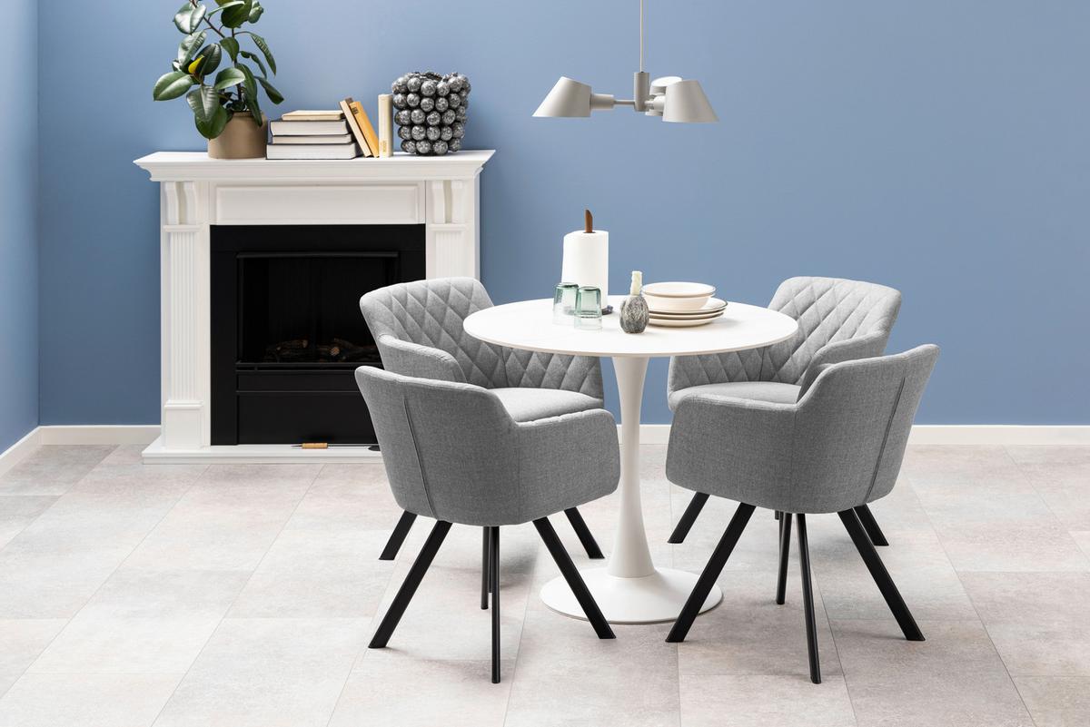 Jídelní stůl MALTA bílý 90cm - bílá, Trend, kov/keramika (90/75cm) - MID.YOU