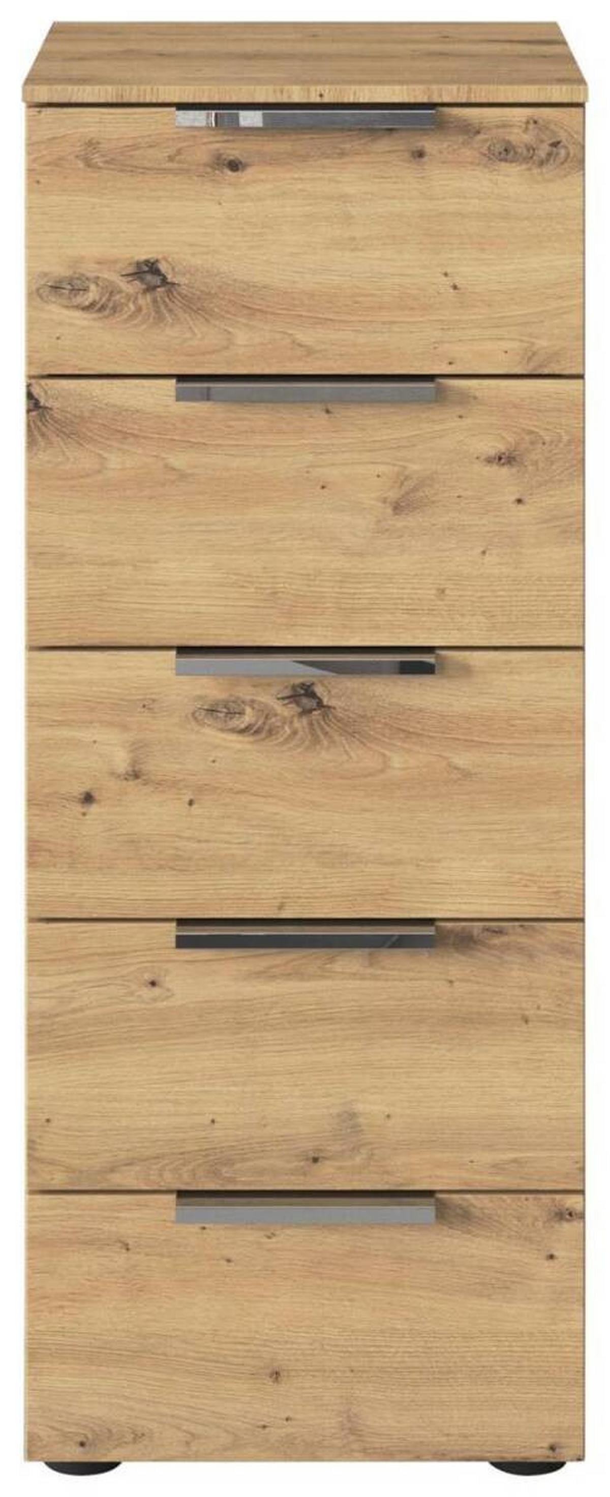 Kommode 40 cm Eiche Artisan - Chromfarben/Schwarz, MODERN, Holzwerkstoff (40/100/42cm) - Rauch Möbel