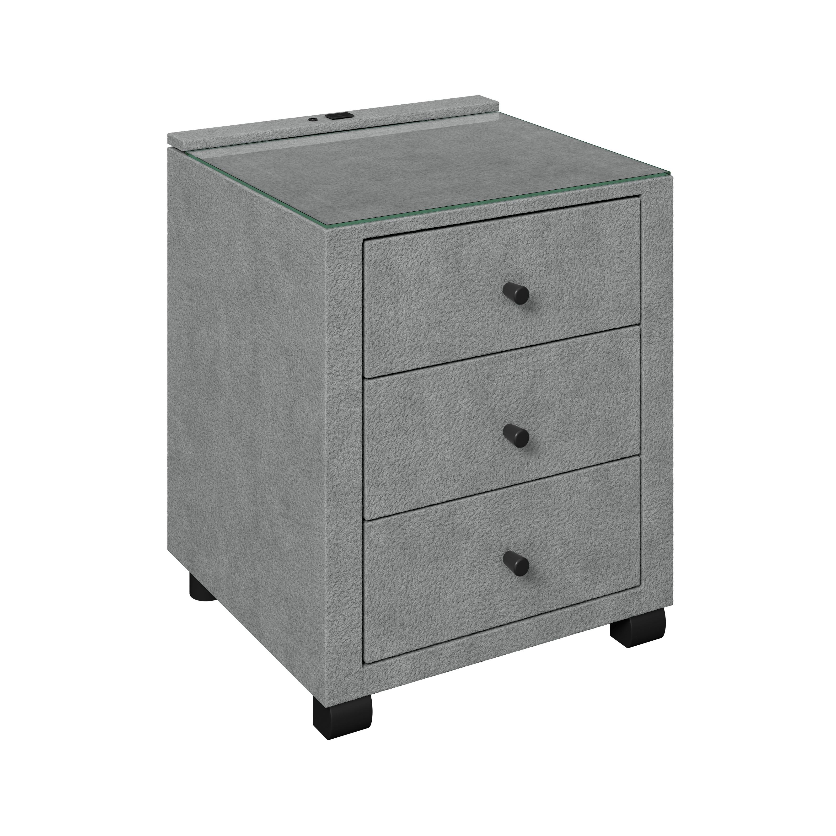 Nachtkästchen Elysia Dunkelgrau, B: 48 Cm - Dunkelgrau, Trend, Glas/Holz (48/68/45,5cm) - Luca Bessoni