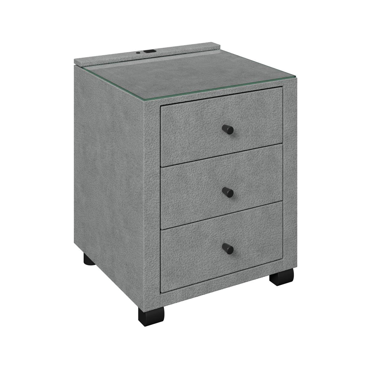 Nachtkästchen Elysia Dunkelgrau, B: 48 cm - Dunkelgrau, Trend, Glas/Holz (48/68/45,5cm) - Luca Bessoni