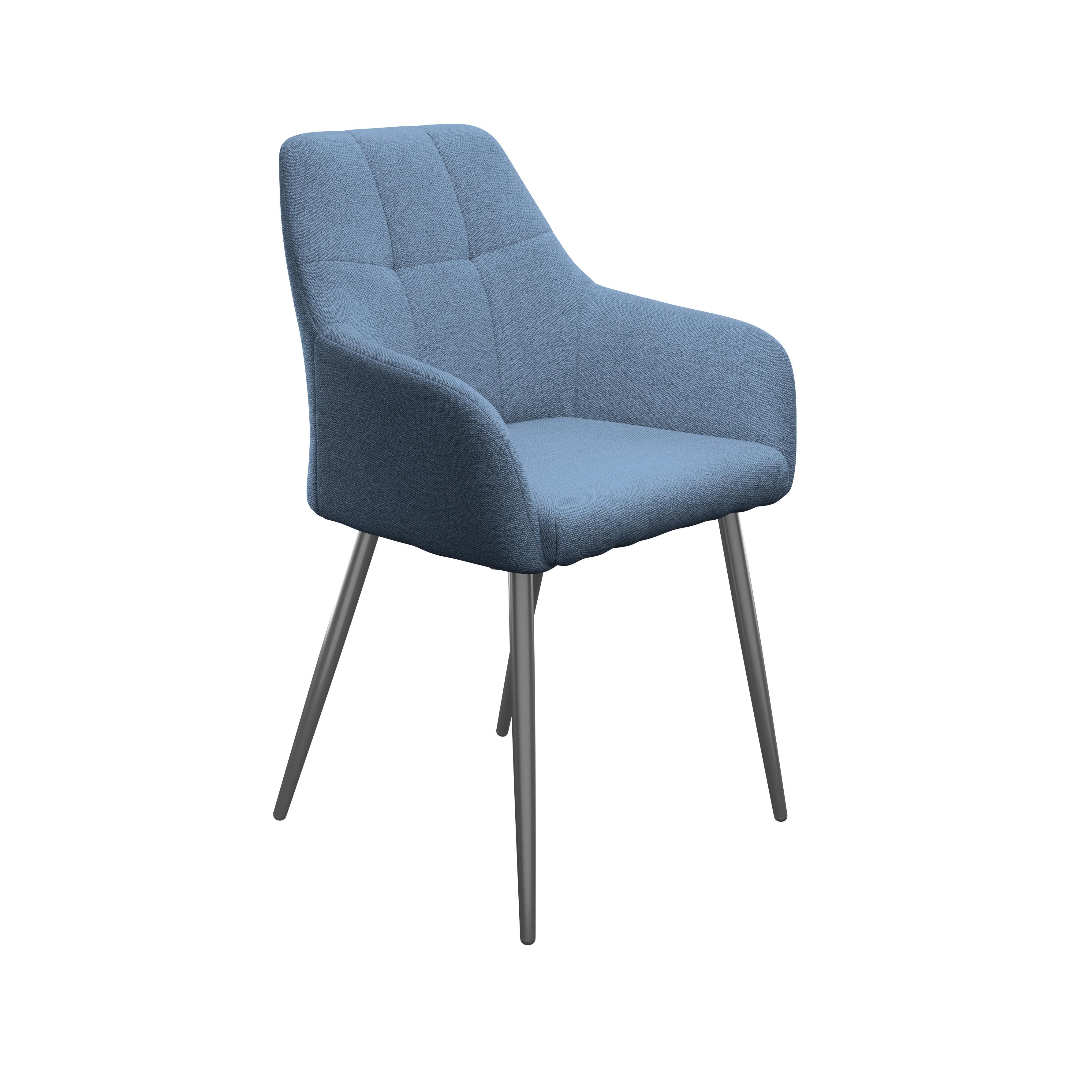 Armlehnstuhl Joe II Leinenoptik Blau - Blau/Schwarz, KONVENTIONELL, Textil/Metall (58/86/61cm)