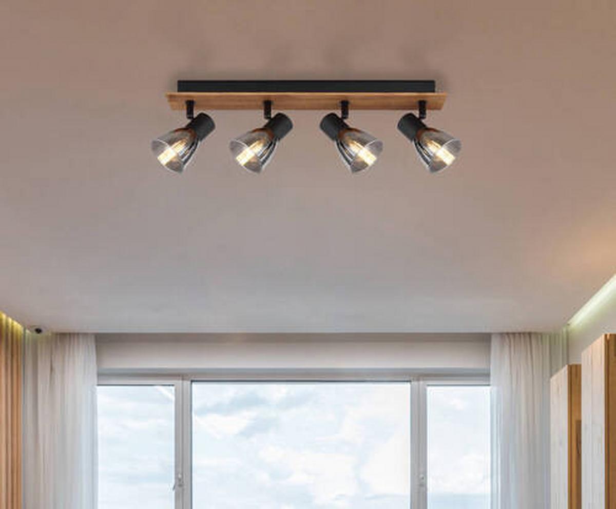 Strahler 54307-4w - Dunkelbraun/Schwarz, Natur, Glas/Holz (50/7/15,5cm) - Globo