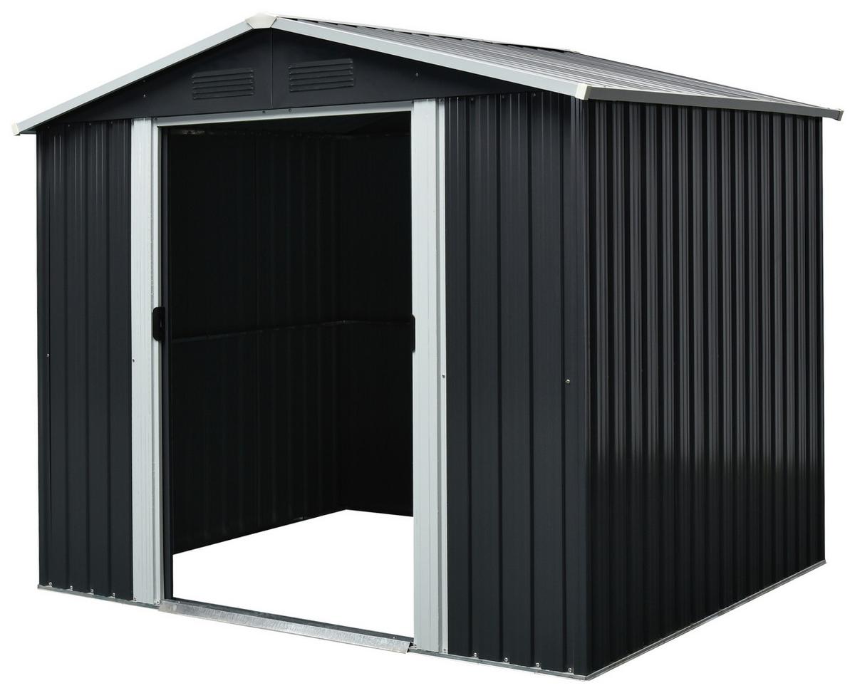 Gerätehaus Mit Satteldach Versperrbar Bxhxt 236x190x174 Cm - Anthrazit/Weiß, Basics, Metall (236/190/174cm)