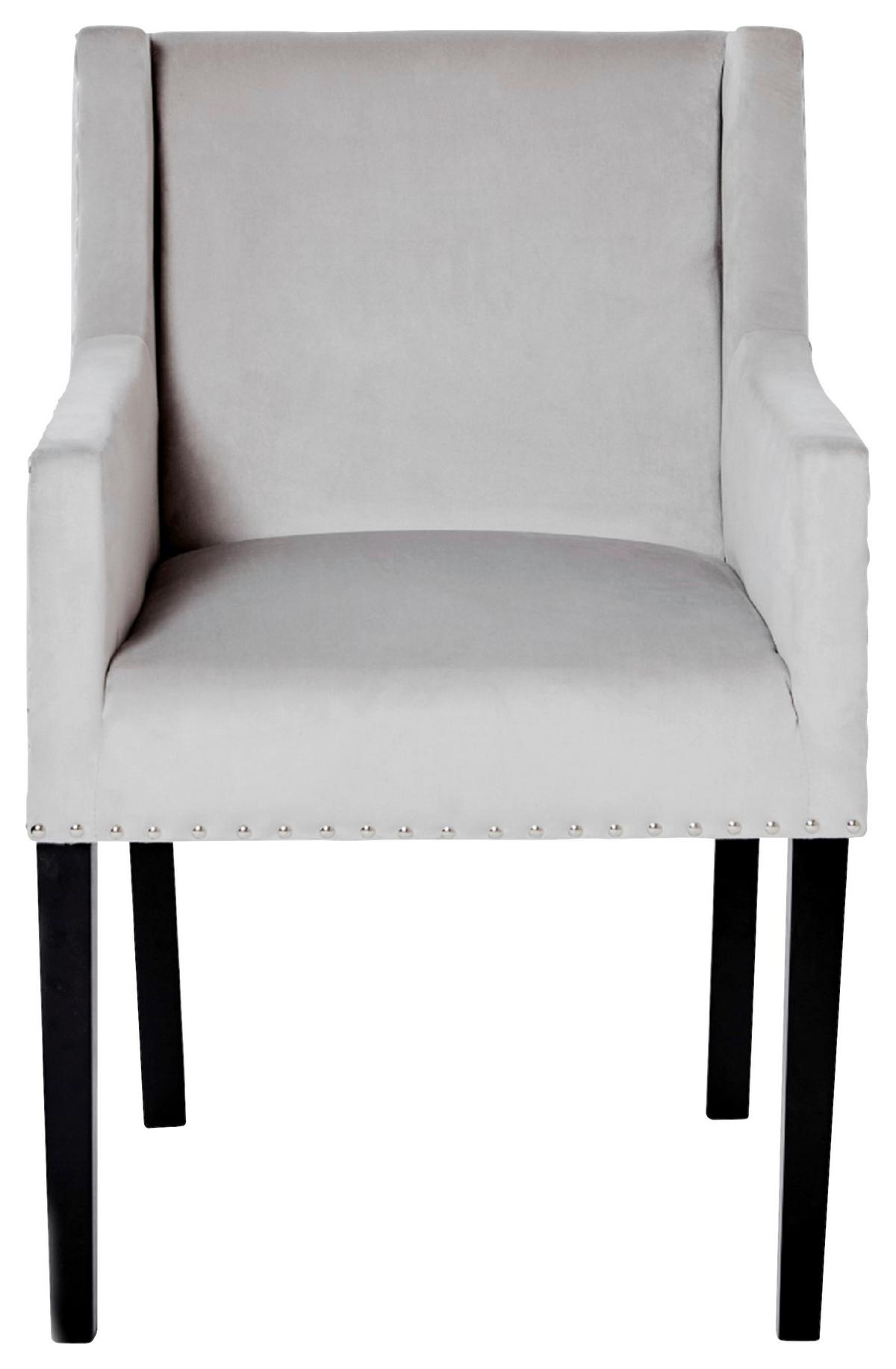Armlehnstuhl Savik Kent Silber/Schwarz Gepolstert - Silberfarben/Schwarz, MODERN, Holz/Textil (58/62,5/88cm) - Livetastic
