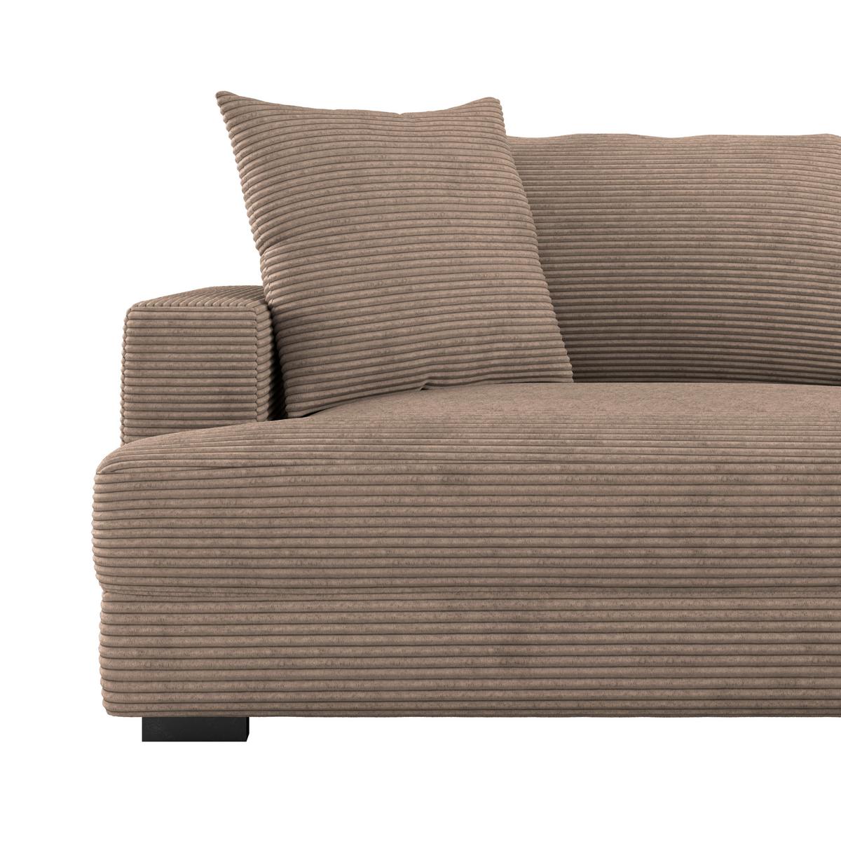 Big Sofa Pelle Mit Kissen B: 261 Cm Dunkelbraun - Wengefarben/Beige, Trend, Textil (261/124cm) - Luca Bessoni