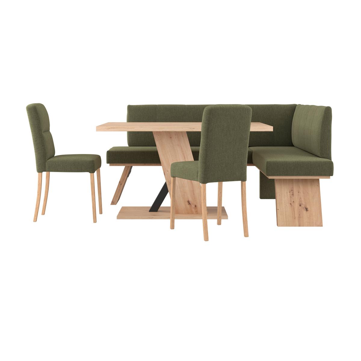 Eckbank Emma Ii - Eichefarben/Grün, KONVENTIONELL, Holzwerkstoff/Textil (185/150cm)