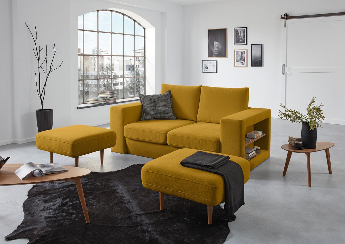 3-Sitzer-Sofa Looks V-2 - Eichefarben/Gelb, Design, Textil (212/96/107cm) - LOOKS by W.Joop