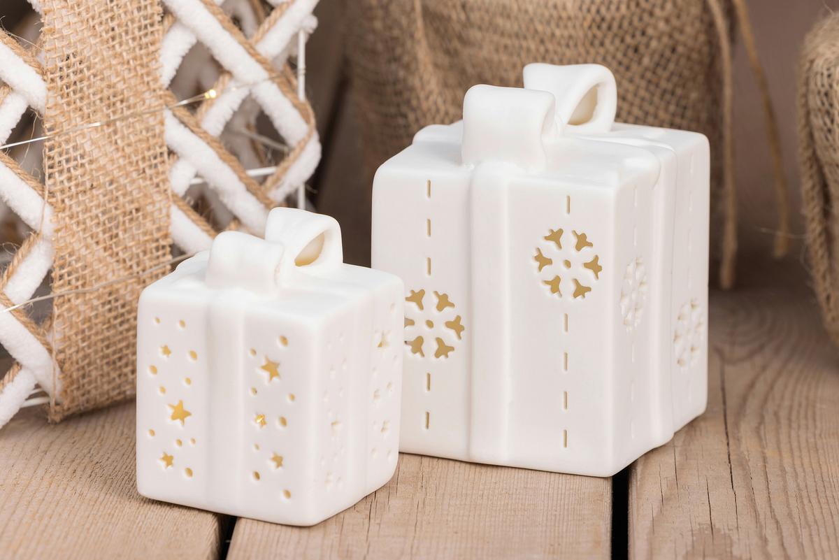 Dekogeschenkbox Ryan - Weiß, KONVENTIONELL, Keramik (5,8/5,8/7,5cm) - Luca Bessoni