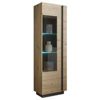 Vitrine Clair Grau/Eiche Dekor B: 60cm - Eiche Artisan/Grau, Design, Glas/Holzwerkstoff (60/194/40cm) - MID.YOU