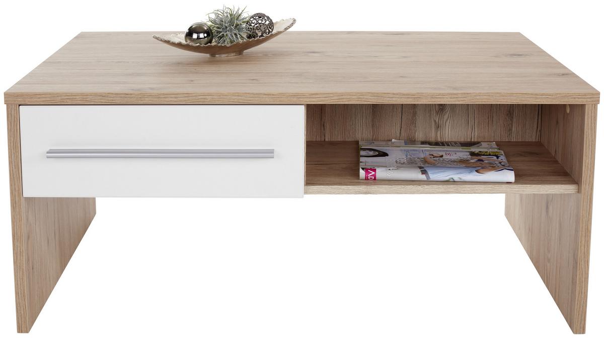 Couchtisch Mit Stauraum Melbourne, Eiche Dekor/weiß - Eichefarben/Weiß, MODERN, Holzwerkstoff (105/45/60cm)