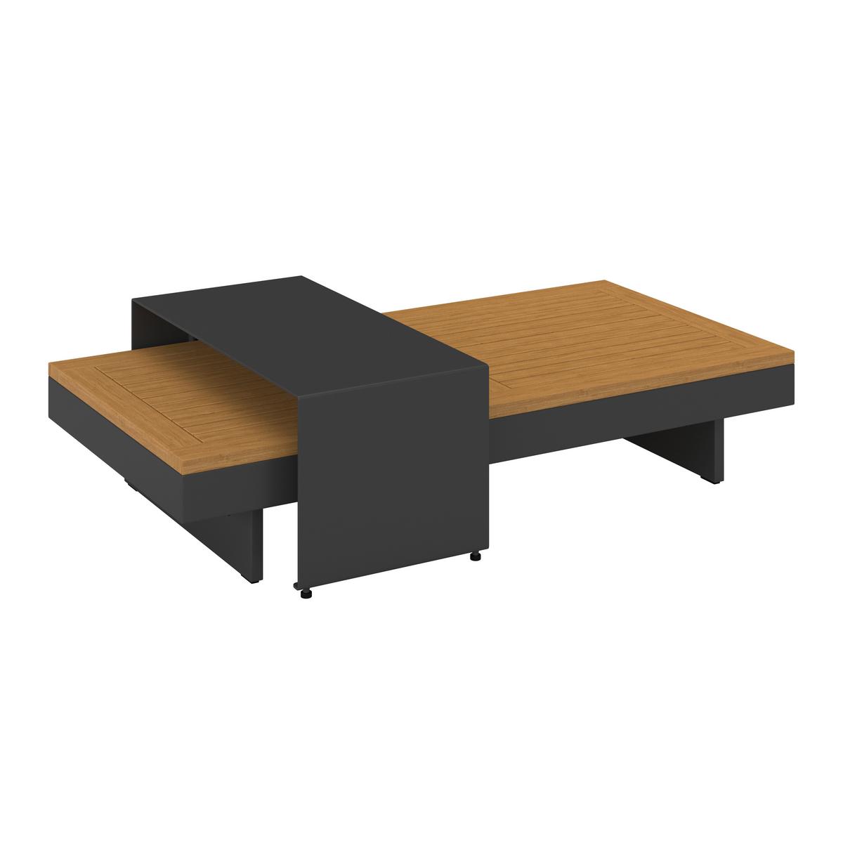 Zahradní sedací souprava AMAIA - šedá/tmavě šedá, Moderní, kov/dřevo (323/80/70cm) - Bessagi Garden