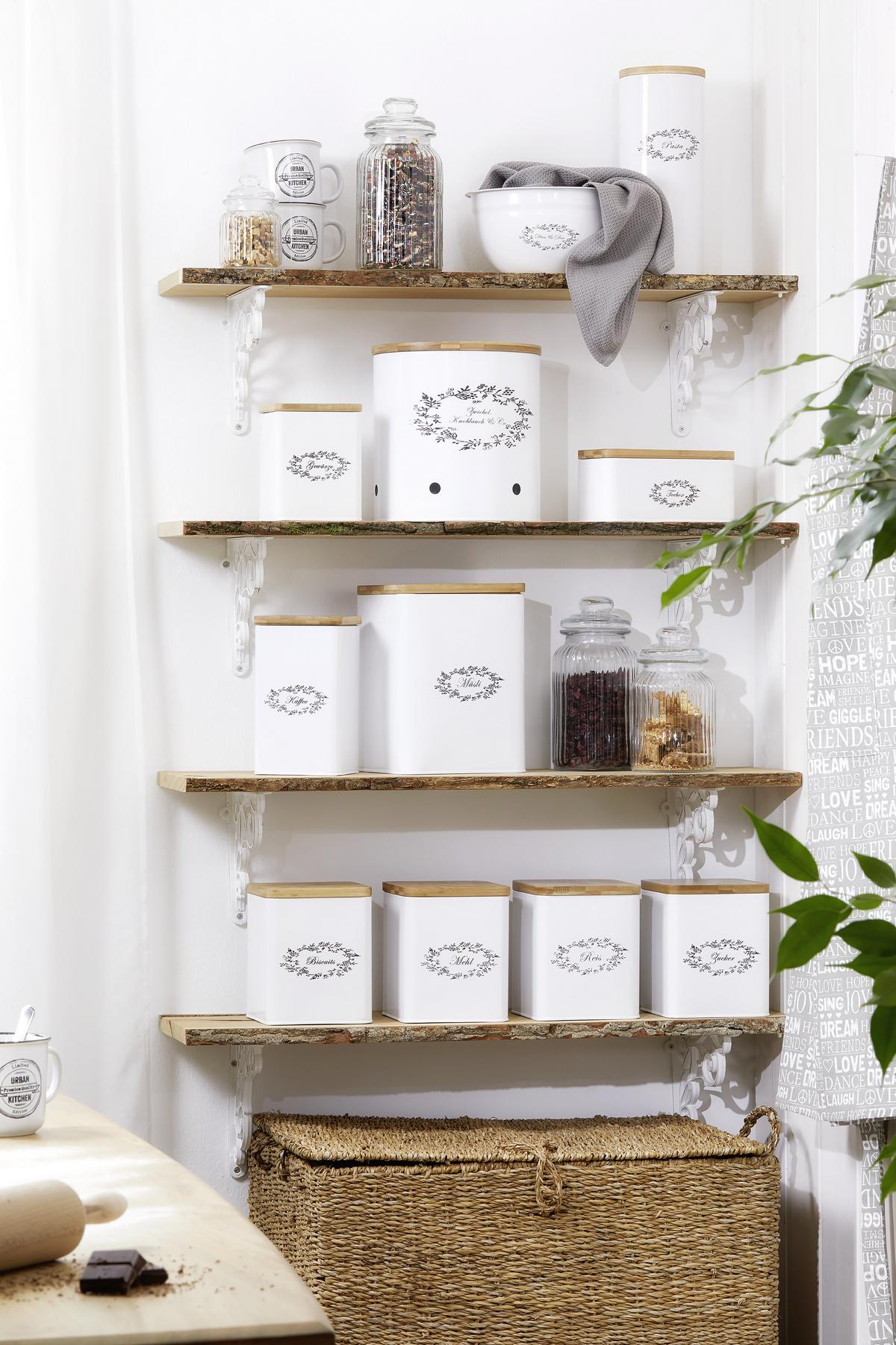 BOX NA CHLIEB Lore - biela/prírodná farba, Romantik / Landhaus, kov/drevo (43,5/20,5/13cm) - Zandiara