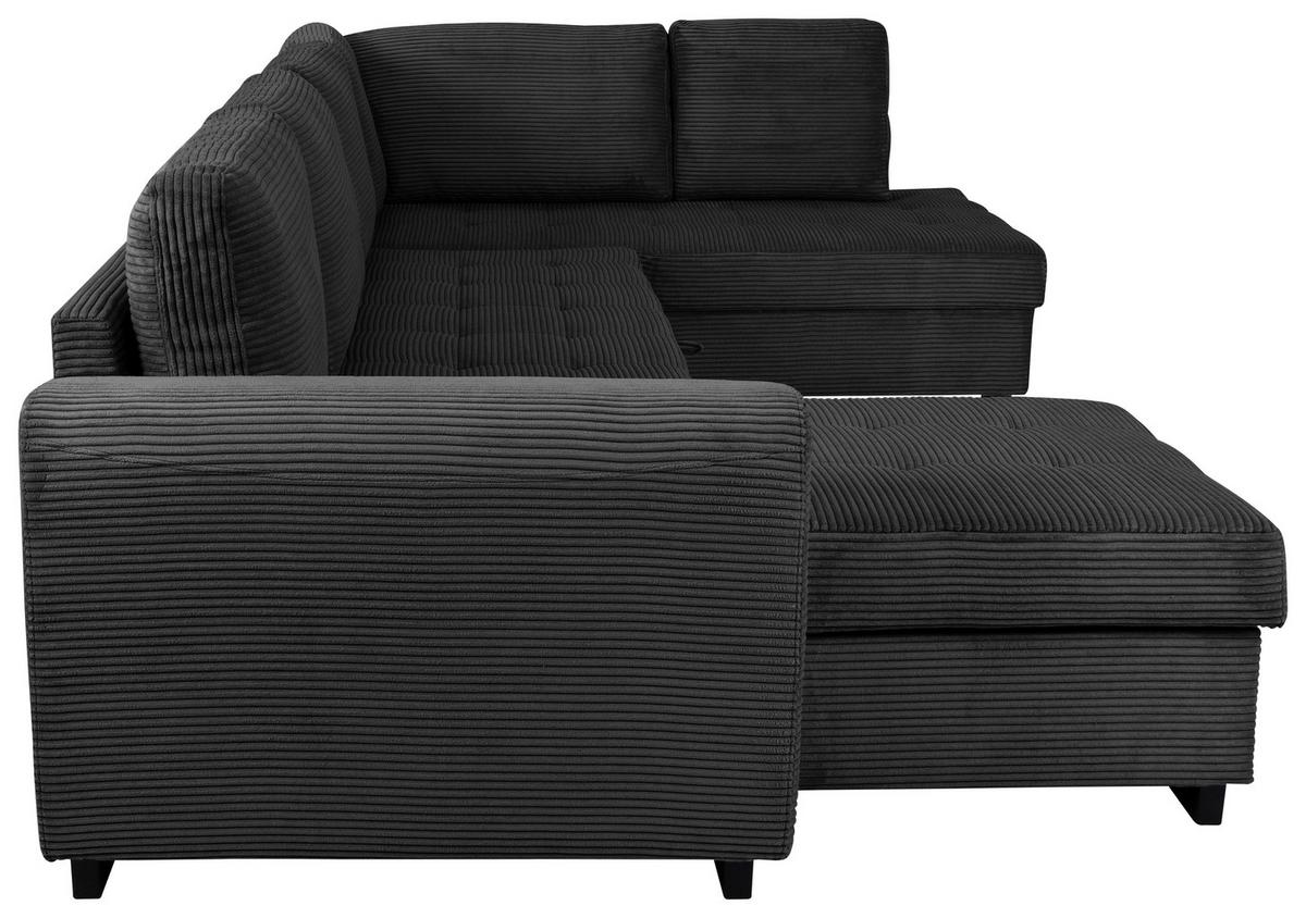 Souprava U MALTE, pravá, tmavě šedý manšestr - černá/tmavě šedá, Moderní, textil/plast (155/305/178cm) - Based