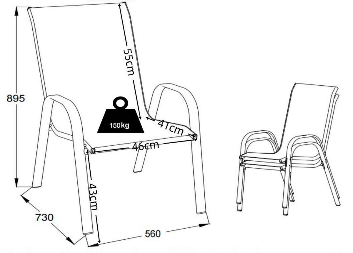 Gartenstuhl-Set Sonlas 2-teilig Anthrazit - Anthrazit, MODERN, Kunststoff/Metall (56/89/73cm) - MID.YOU