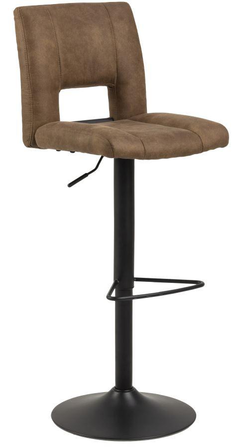 Barhocker Höhenverstellbar Mit Lehne Sylvia Hellbraun - Hellbraun/Schwarz, Design, Textil/Metall (41,5/94-115/52cm) - Carryhome