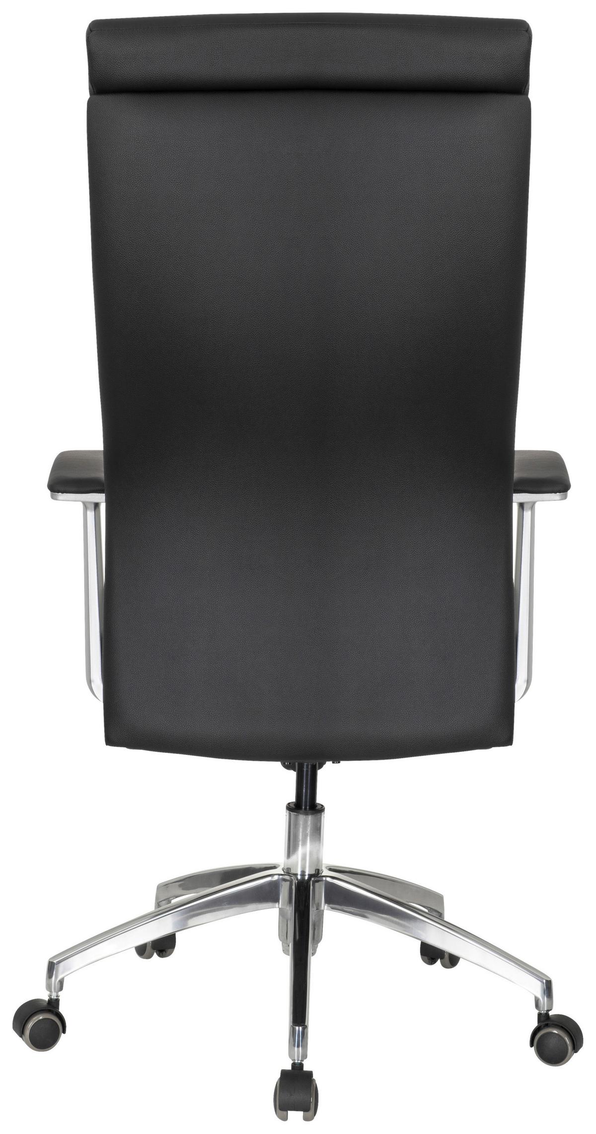 Drehstuhl Monza 20 Schwarz - Silberfarben/Schwarz, MODERN, Leder/Kunststoff (60/131/52cm) - MID.YOU