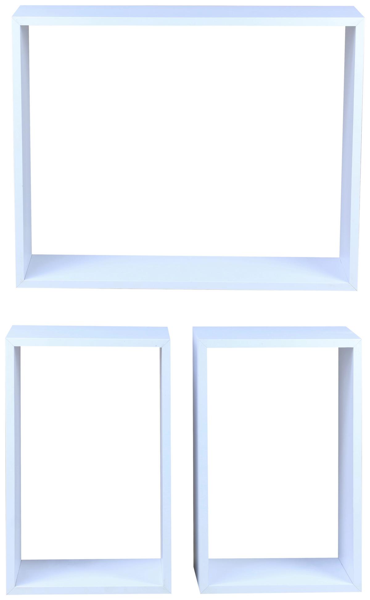 Wandregal Nizza B: 23 - 50 cm Weiß 3-teilig - MODERN (50/23/40/37/15/15cm)