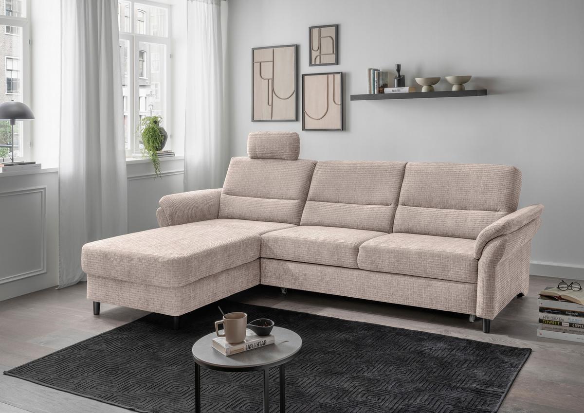 Ecksofa Cavoli, Beige S: 176x279 cm - Beige/Schwarz, MODERN, Textil (176/279cm) - Livetastic
