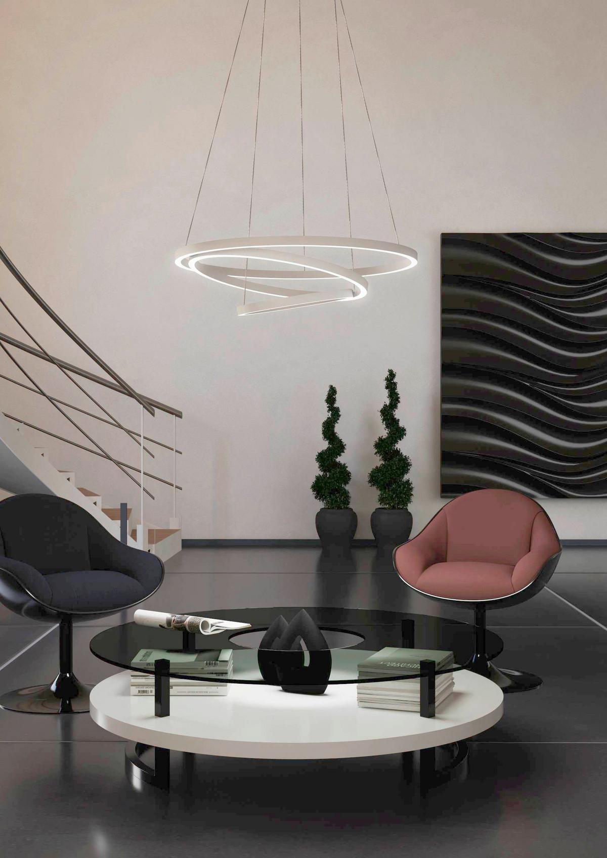 Led- Hängeleuchte Lobinero-z H: 110 Cm - Weiß, Design, Kunststoff/Metall (58/110cm) - Eglo