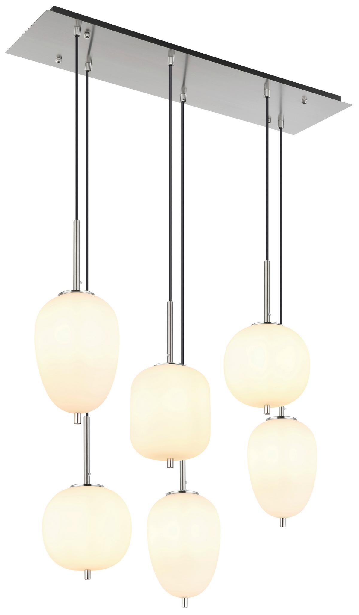 Függőlámpa 15345-6no Blacky I - opál/nikkel, Basics, Üveg/fém (80/34/120cm) - Globo