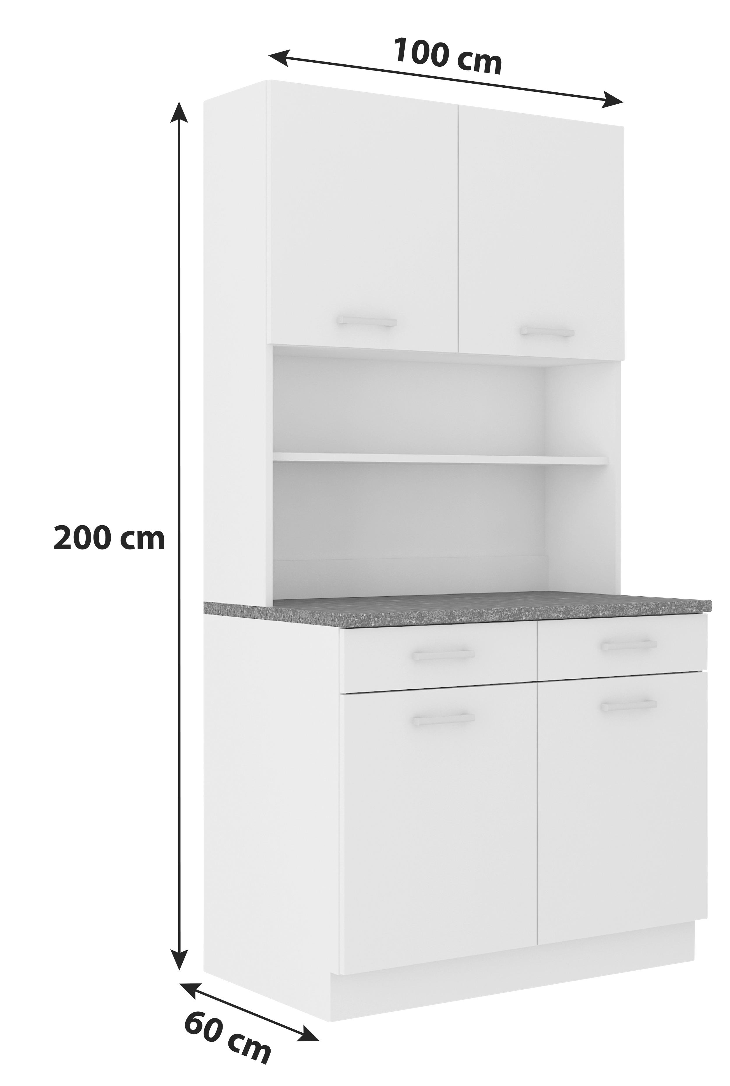 Anrichte Maria B: 100 cm Weiß/Graphit 4-Türig Modern - Graphitfarben/Weiß, KONVENTIONELL, Holzwerkstoff (100/200/60cm)