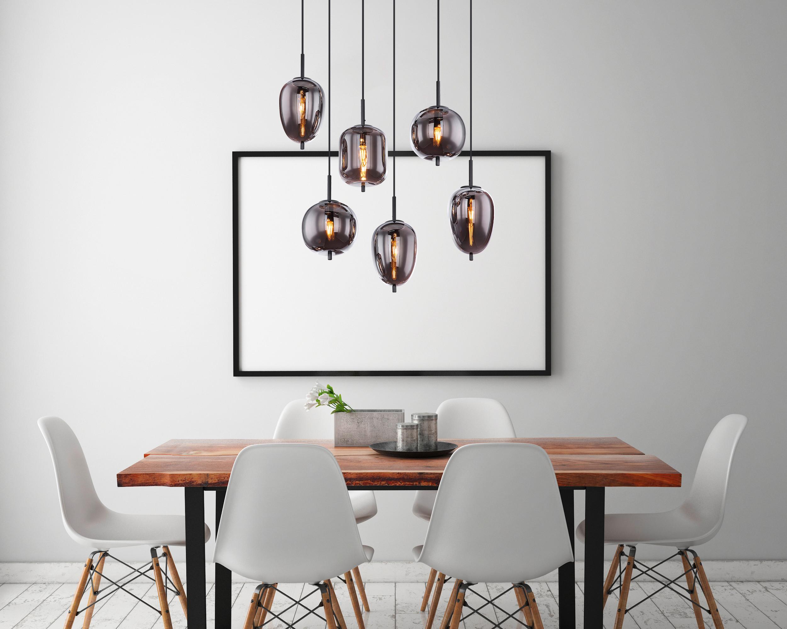 Függőlámpa 15345-6 - fekete, Design, Üveg/fém (80/34/120cm) - Globo