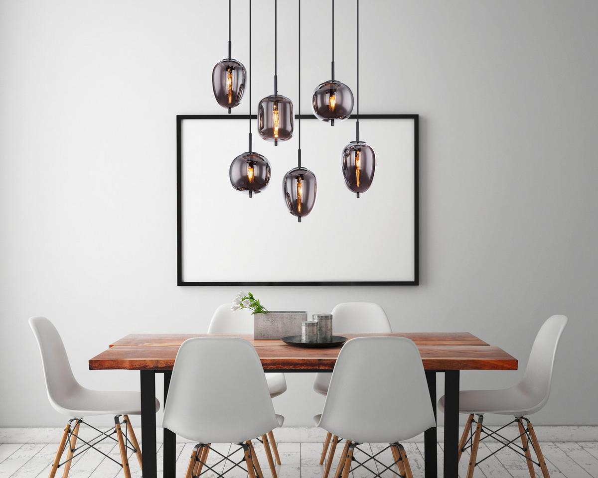 Függőlámpa 15345-6 - fekete, Design, Üveg/fém (80/34/120cm) - Globo