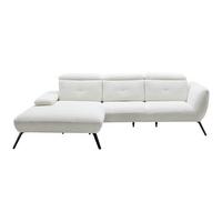Rohová sedačka SEATTLE, levá, bílý manšestr, bez polštářů - bílá/černá, Moderní, kov/kompozitní dřevo (196/301cm) - Premium Living