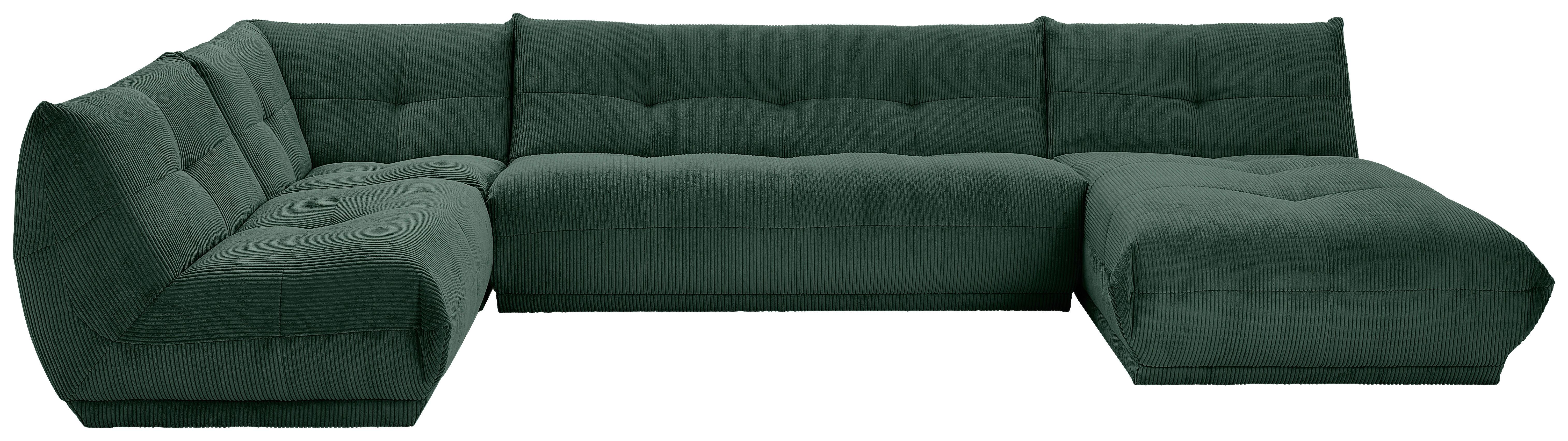 Wohnlandschaft Giselle Dunkelgrün U: 210x390x185 cm - Dunkelgrün, Trend, Textil (210/390/185cm) - Livetastic