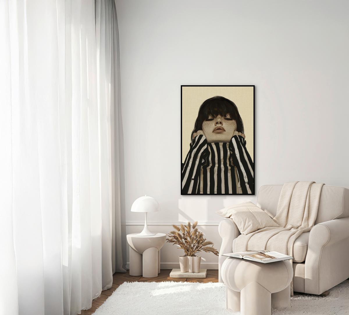 Obraz na plátně Denise, ca. 60/90cm - černá/béžová, Moderní, kompozitní dřevo/textil (60/90cm) - Premium Living