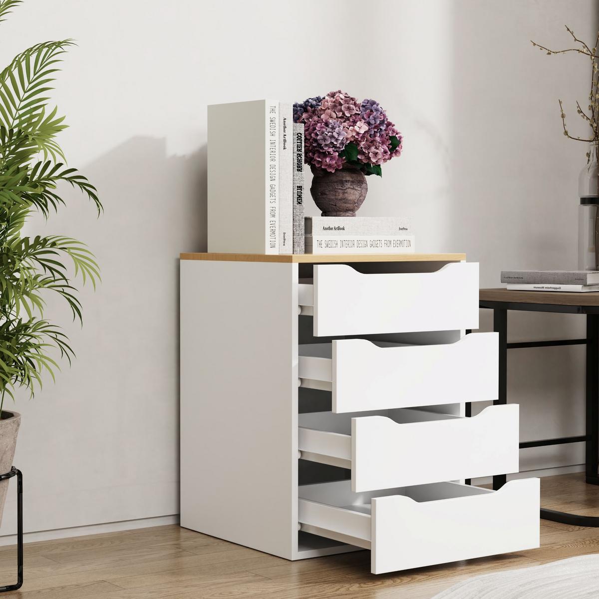 Nachtkästchen Weiß, Eiche Dekor B: 46 cm - Honigeiche/Eichefarben, MODERN, Holzwerkstoff (46/61/42cm) - MID.YOU