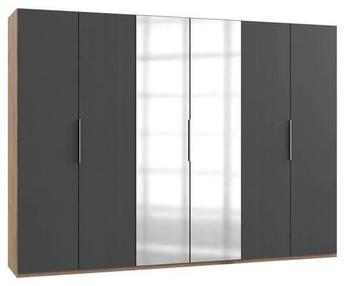 Drehtürenschrank 300cm Level, Graphit/eiche Dekor - Eichefarben/Graphitfarben, MODERN, Holzwerkstoff (300/216/58cm) - MID.YOU