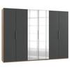 Drehtürenschrank 300cm Level, Graphit/eiche Dekor - Eichefarben/Graphitfarben, MODERN, Holzwerkstoff (300/216/58cm) - MID.YOU