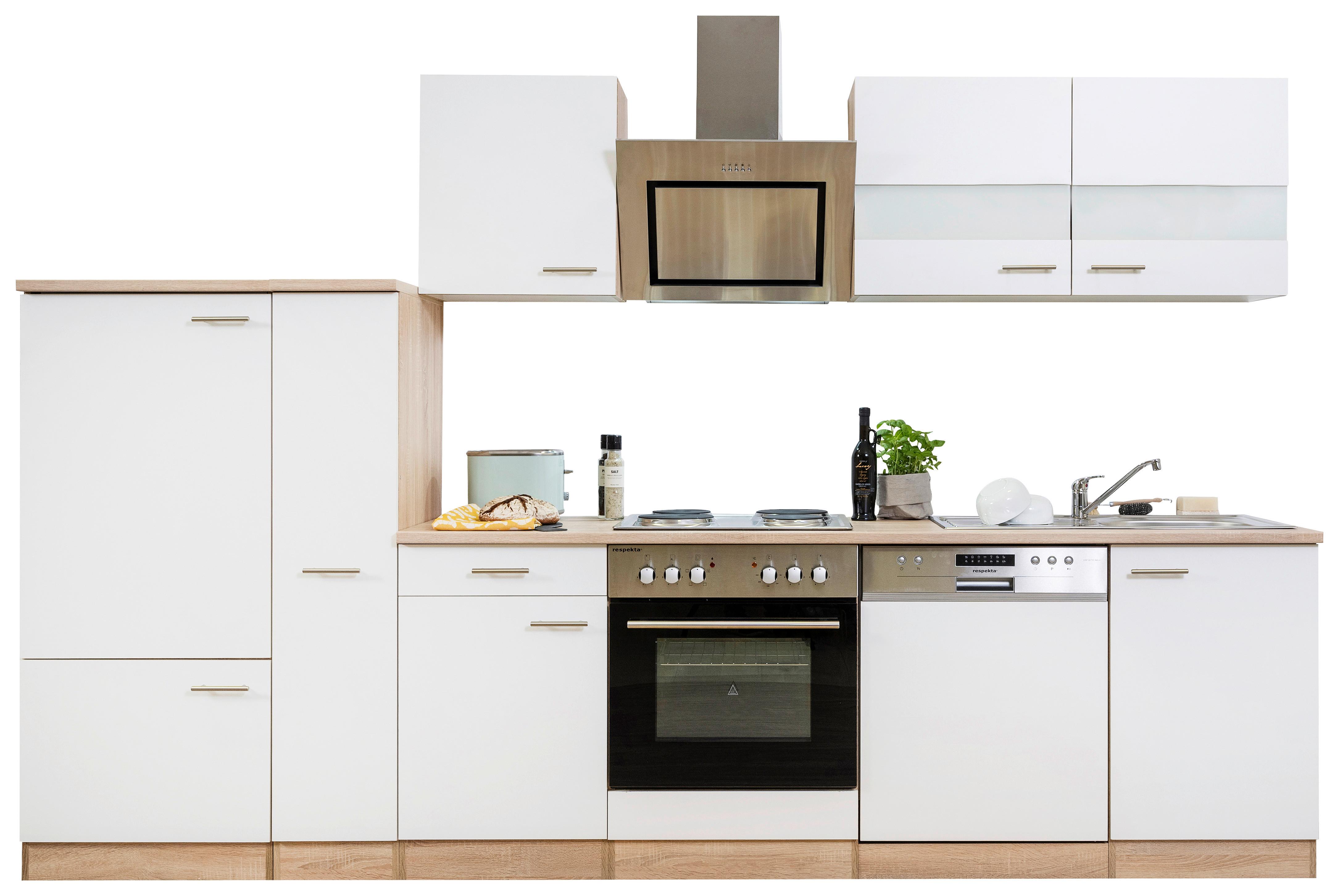 Küchenblock Merle Küchenblock 310 cm - Eichefarben/Weiß, Basics, Holzwerkstoff (310cm) - Respekta