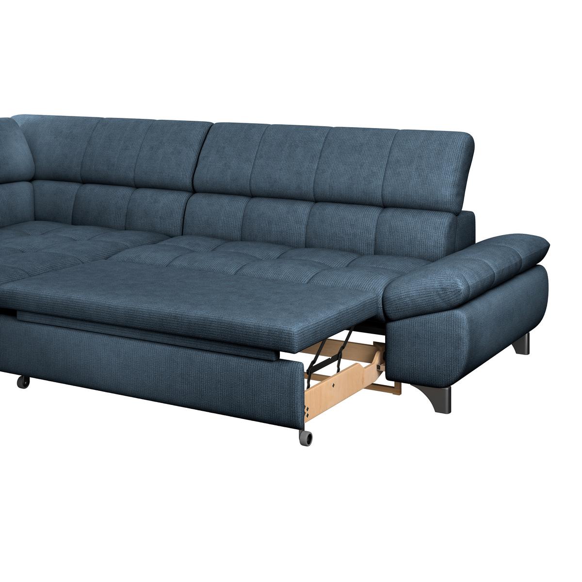 Rohová sedačka GEMINI, ľavá, tmavomodrá ženilka - tmavomodrá/chrómová, Konventionell, kov/textil (234/312cm)