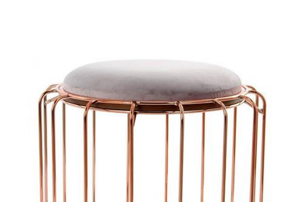 Beistelltisch/Pouf 2 in 1 Comfortable Rosé/Hellviolett - Grau/Kupferfarben, Basics, Glas/Holzwerkstoff (50/50/45cm) - Kayoom