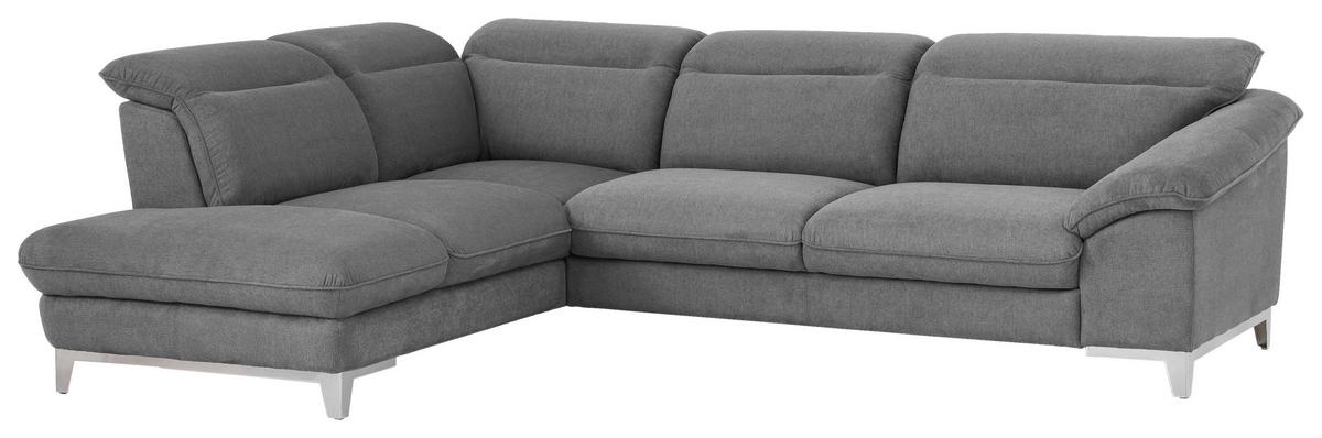 Ecksofa Mit Schlaffunktion Teresa Dunkelgrau 232x293 Cm - Chromfarben/Dunkelgrau, Design, Textil (232/293cm) - Livetastic