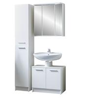 Badezimmer Verona Weiß Dekor 3-Teilig - Weiß, KONVENTIONELL, Glas/Holzwerkstoff (96,6/189/32,5cm)