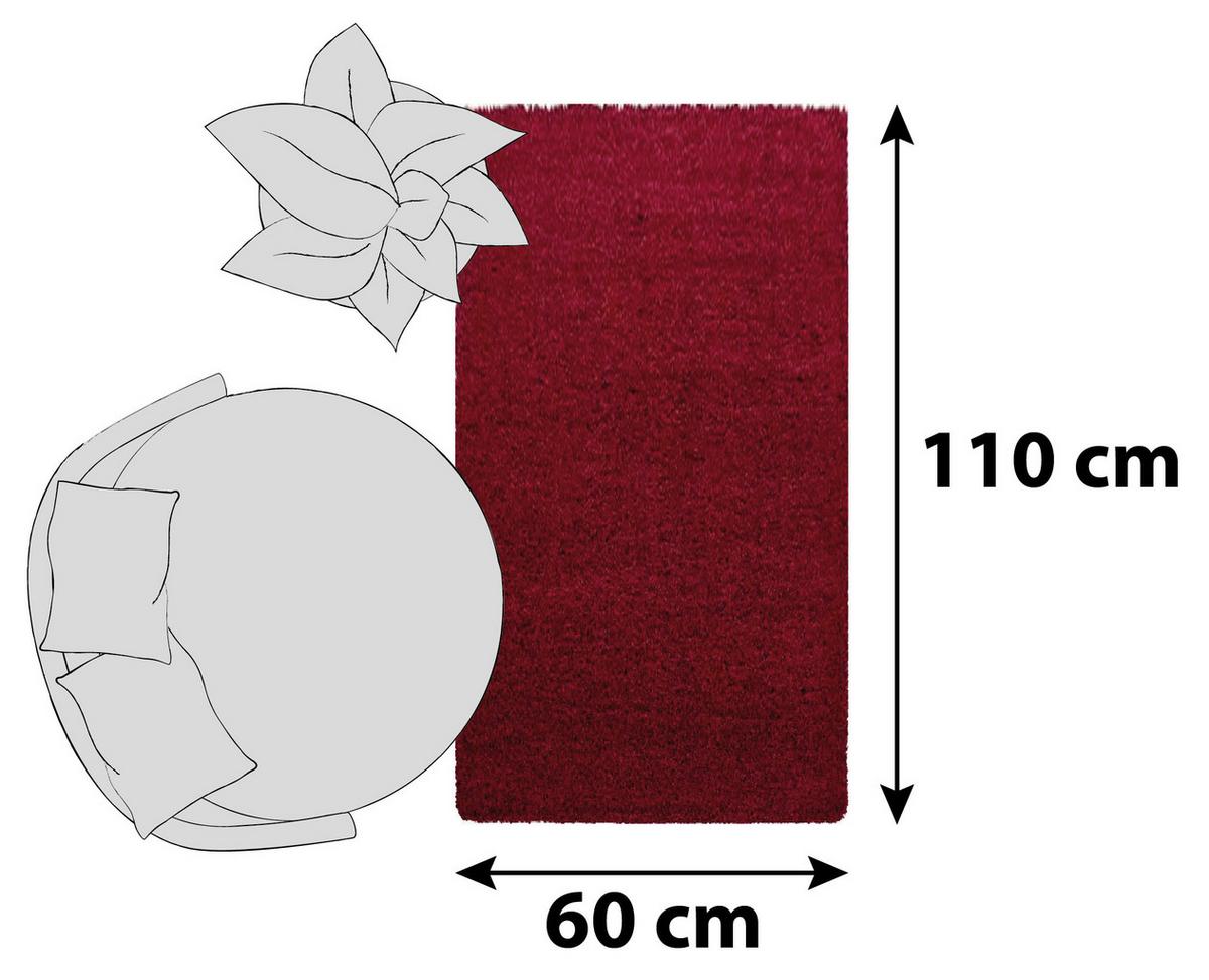 Hochflor Teppich Rot Dream 60x110 cm - Rot, KONVENTIONELL, Textil (60/110cm) - Novel