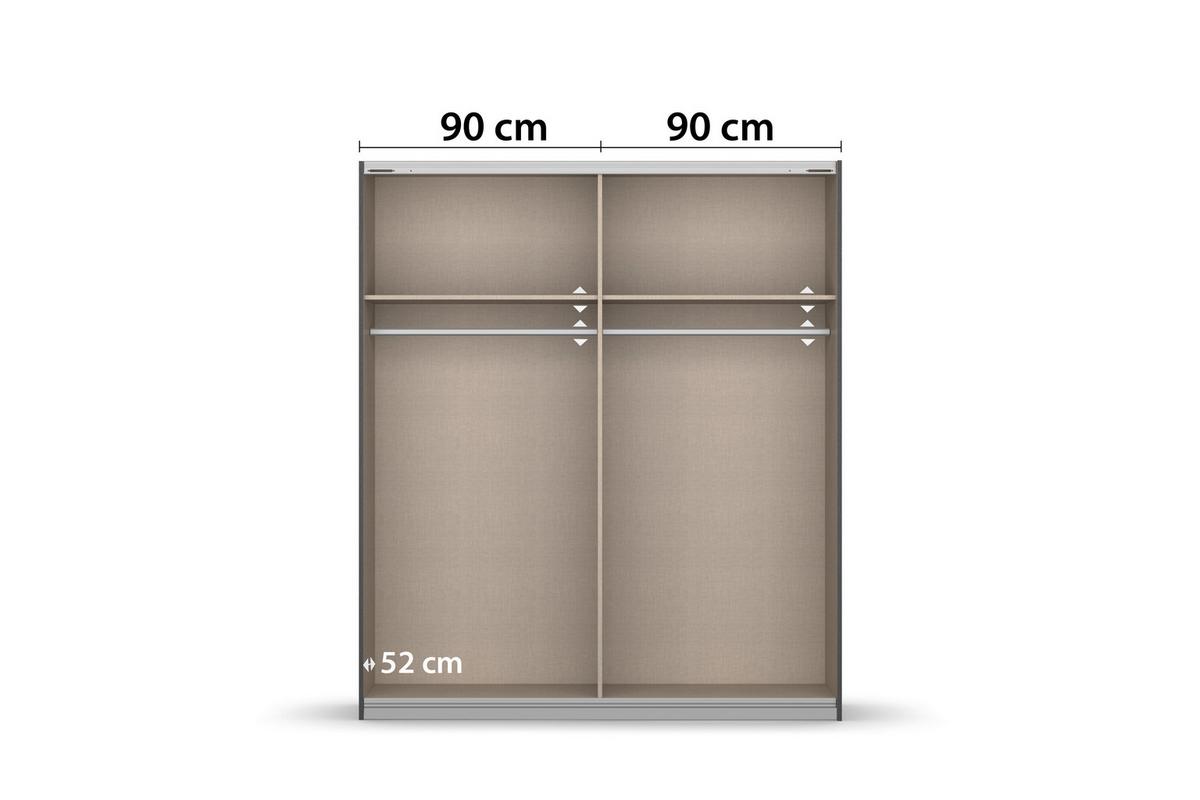 Schwebetürenschrank Subito - Silberfarben/Graphitfarben, MODERN, Holzwerkstoff (181/197/61cm) - Rauch Möbel