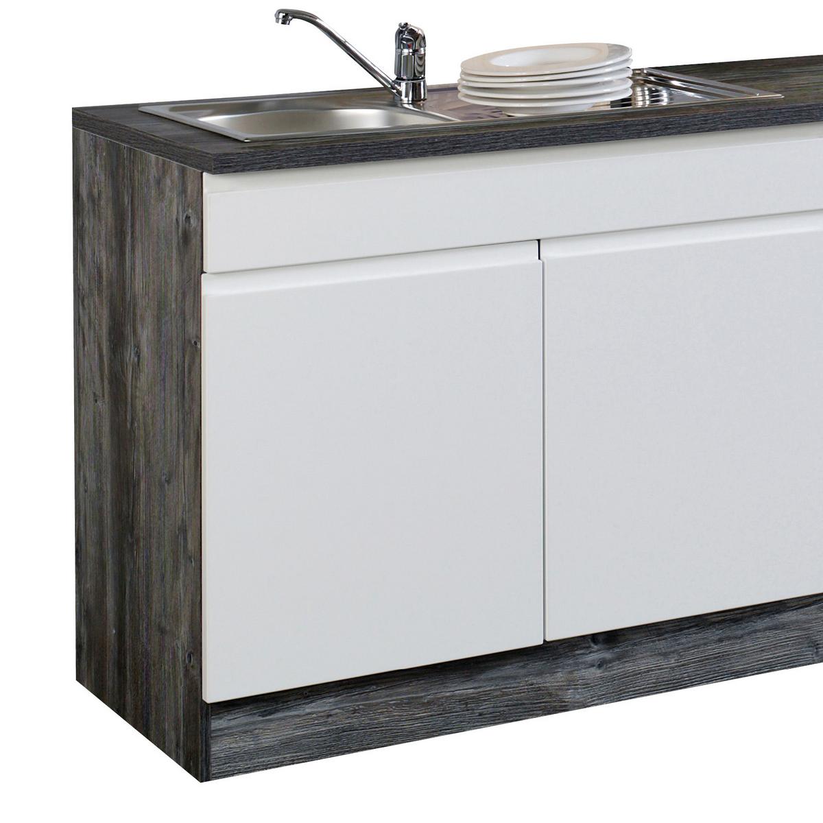 Küchenzeile Cardiff ohne Geräte 270 cm Weiß/Vintage - Weiß Hochglanz/Grau, Basics, Holzwerkstoff (270cm) - Held