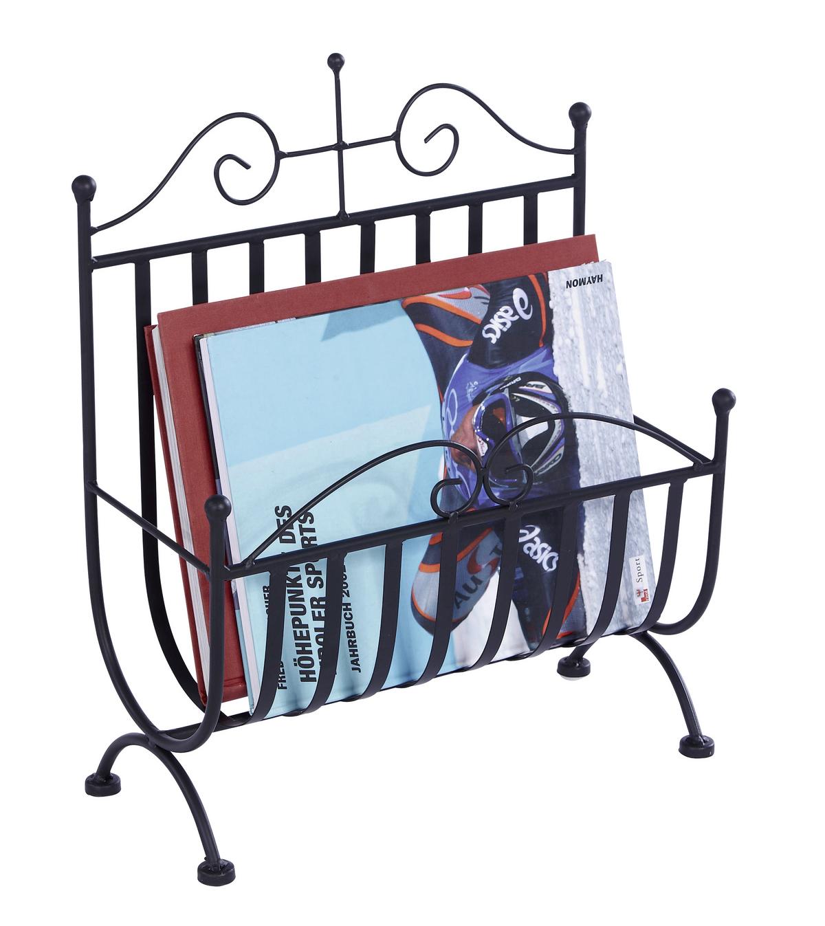 Zeitungsständer Hanne Stahlrohr Schwarz B: 37 cm - Schwarz, MODERN, Metall (37/40/18cm)